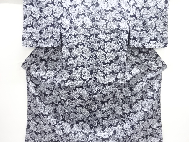 JAPANESE KIMONO / ANTIQUE COTTON RO CHRYSANTHEMUM PATTERN YUKATA